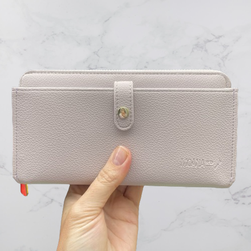 Light grey wallet by Moana Road.