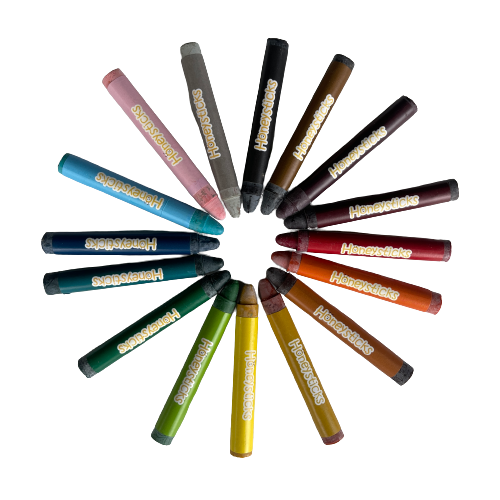 16 coloured crayons by Honesyticks.