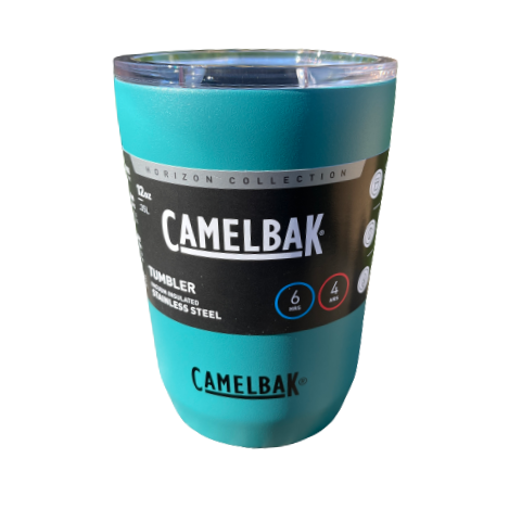 Stainless steel coffee tumbler from Camelbak in a teal lagoon colour.