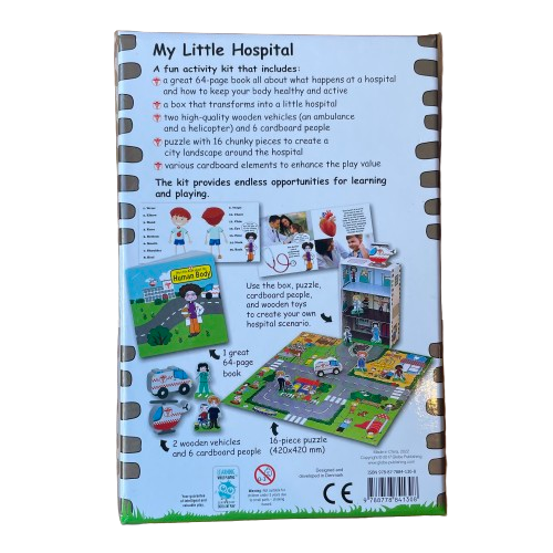 Childrens book, puzzle and wooden play set featuring the human body.