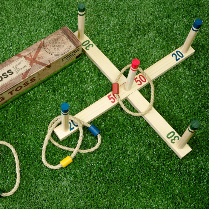 Kids wooden ring toss set.