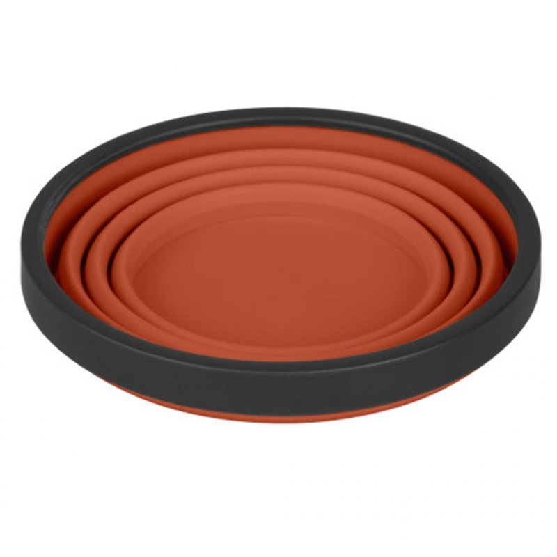 Rust orange silicone collapsible X cup by Sea to Summit.