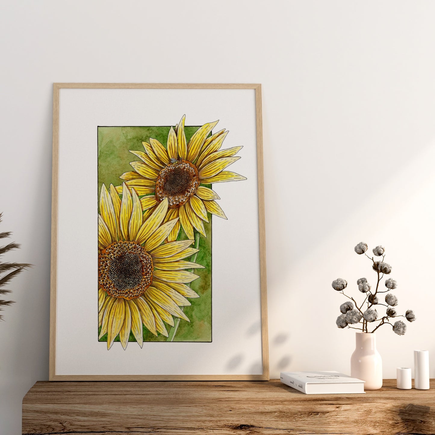 Beautiful Sunflower watercolour artwork.
