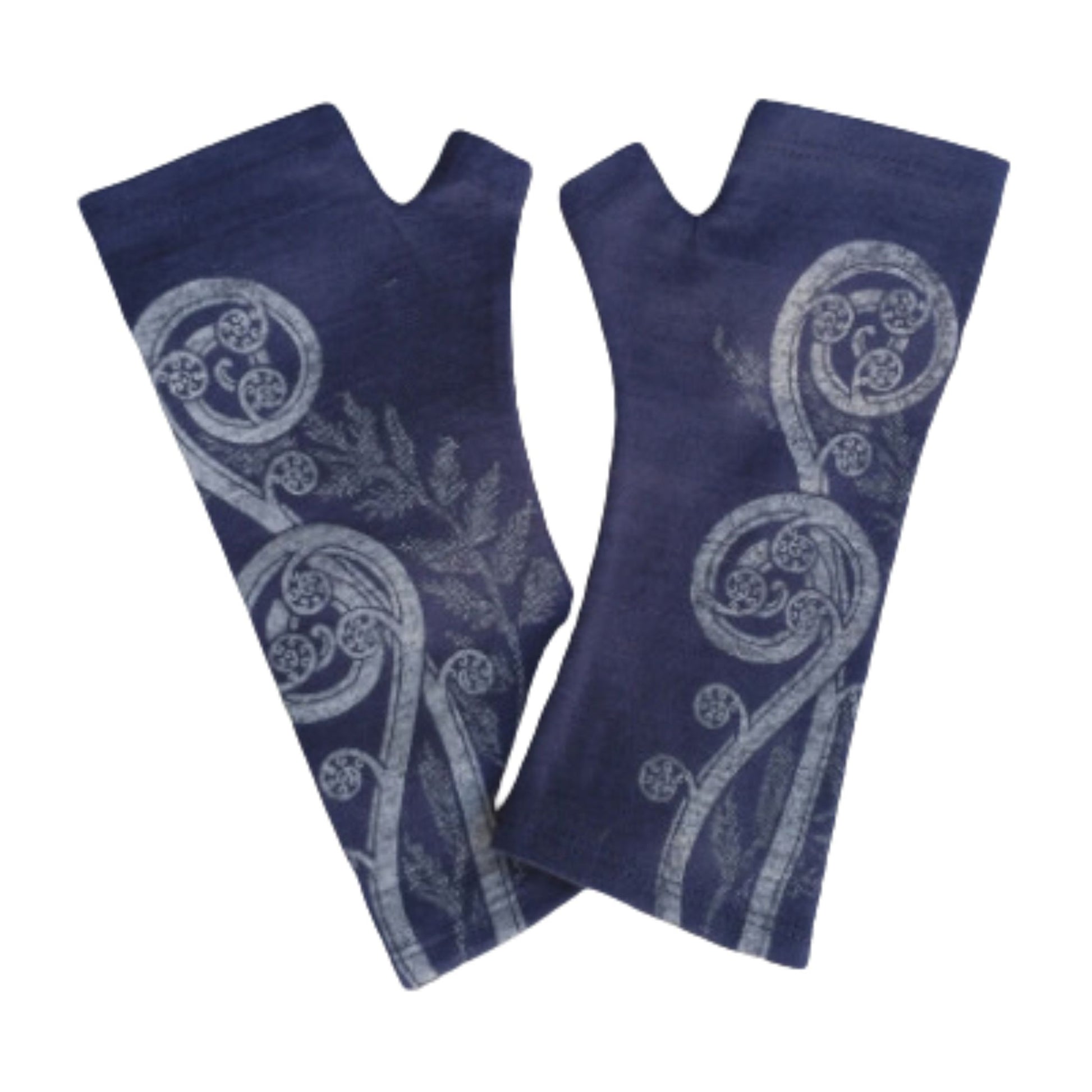 Merino Wool Gloves - Blue Fern Koru. Made in New Zealand by Kate Watts