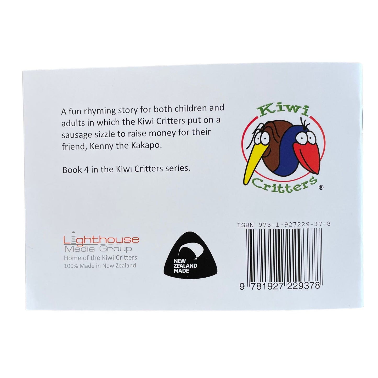 Sausage Sizzle - soft cover children's story book. Back cover of the book.