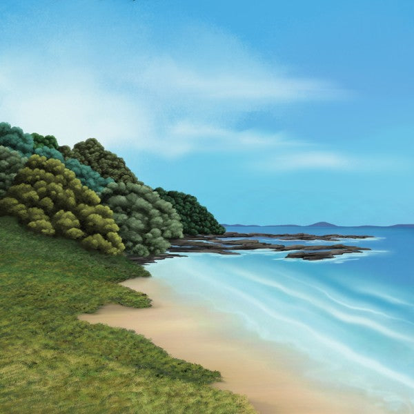 Art print of Waipapa Cable Bay in New Zeland by artist Anna Evans.