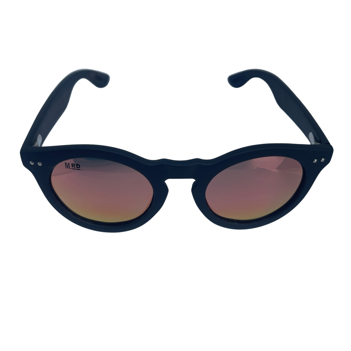Womens black frame sunglasses with pink reflective lens in a Grace Kelly style.