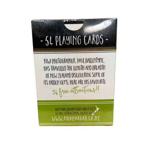 Pack of playing cards featuring NZ attractions.