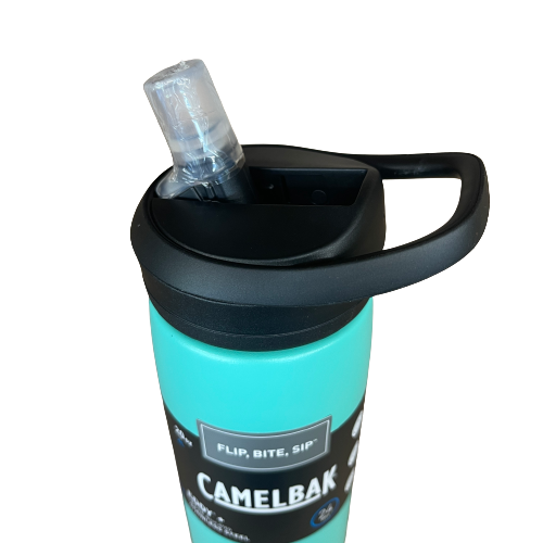 Camelbak stainless steel drink bottle in Coastal blue green colour.