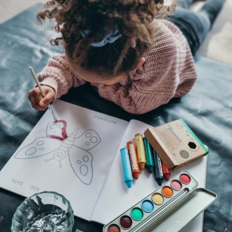 Honeysticks colouring book and crayons and paints.