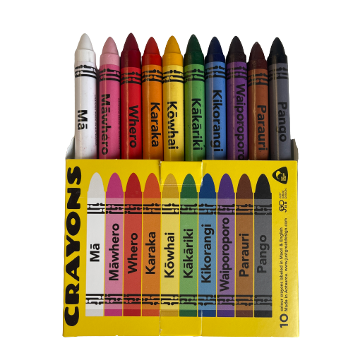 Crayons featuring colours in te reo maori.