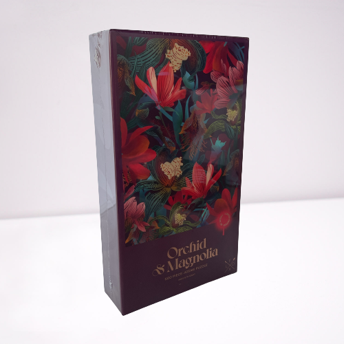 Flox jigsaaw puzzle with magnolia and orchid flowers.