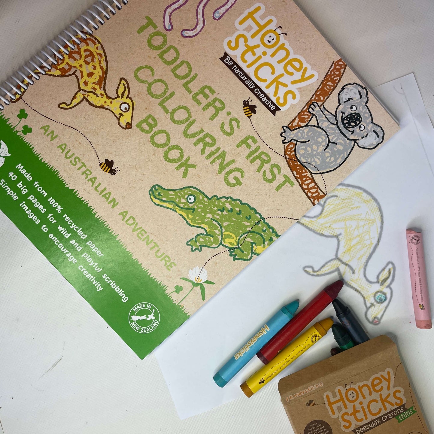 Toddler colouring book with Australian theme.