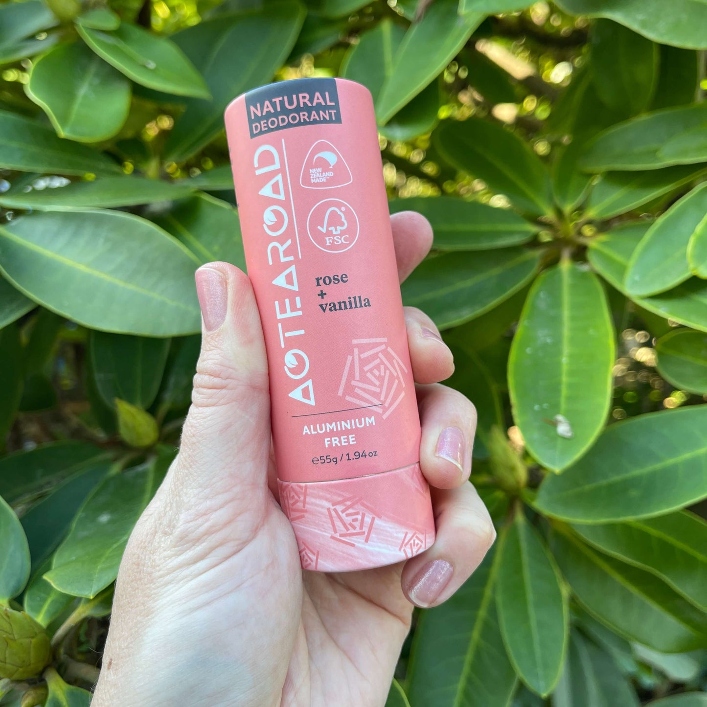 Rose & vanilla natural deodorant stick.