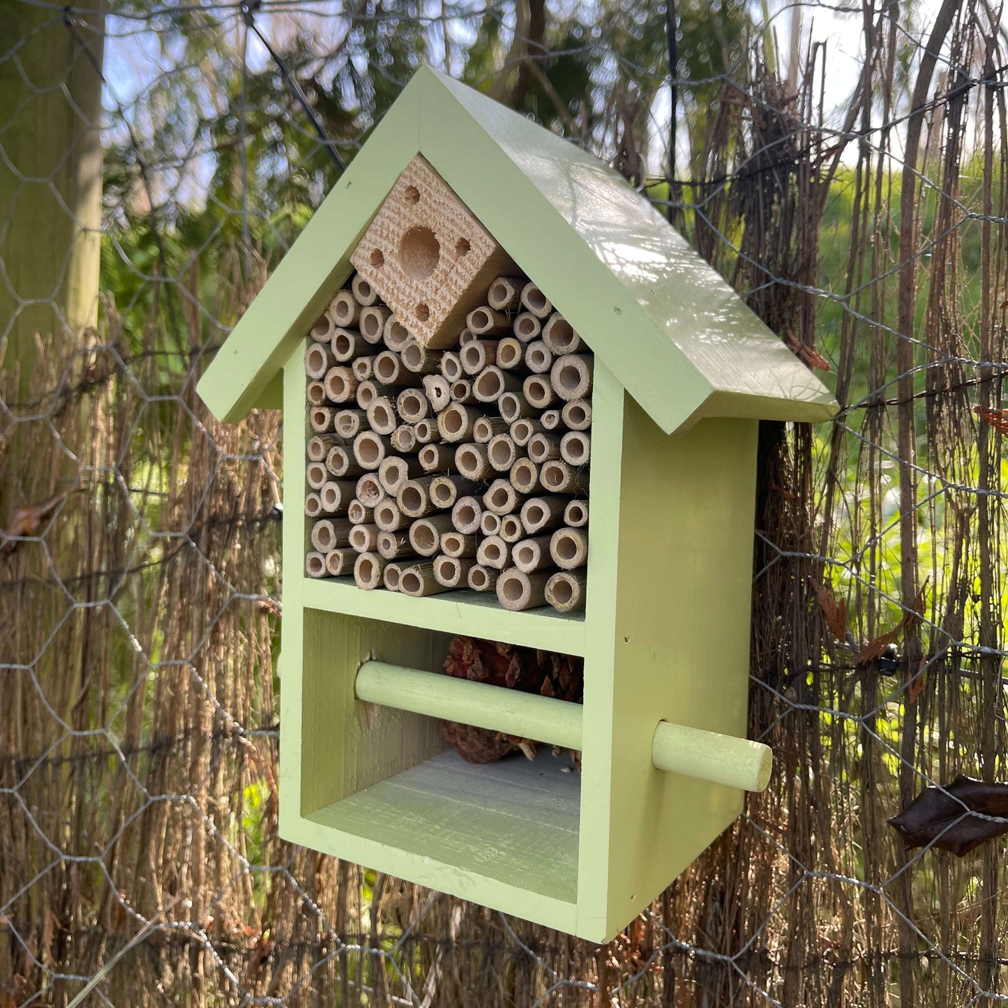 Wooden bug and bee hotel.