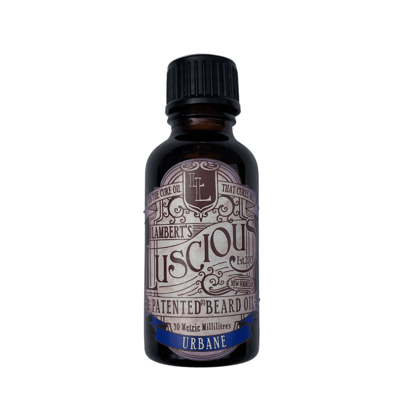 Small bottle of beard oil from Lamberts Luscious.