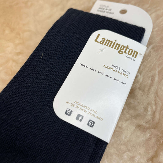 Navy merino crew socks.