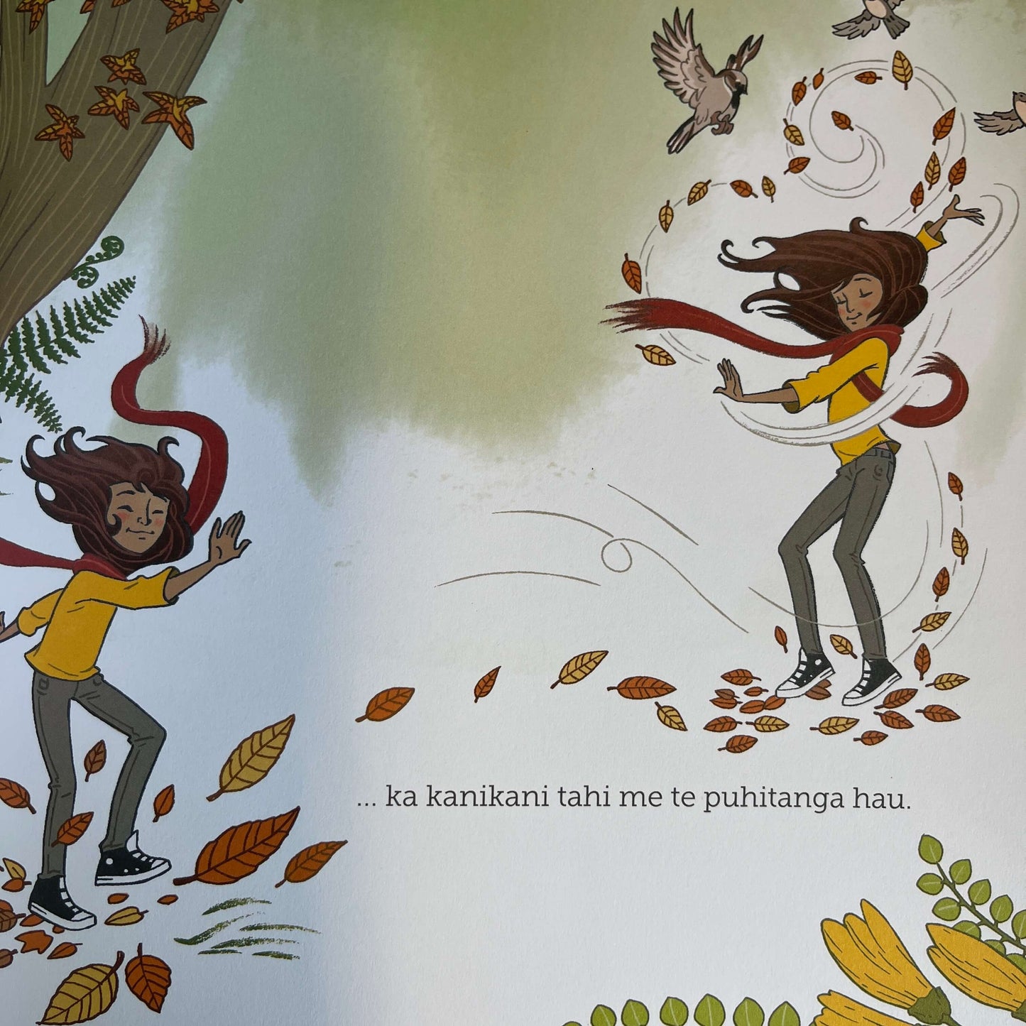 Page from Children's book Aroha Te Whai Ora. The Te Reo Maori version of Aroha's Way.