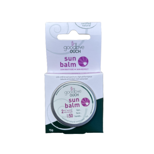 Sun Balm tin in cardboard packaging from Goodbye Ouch.