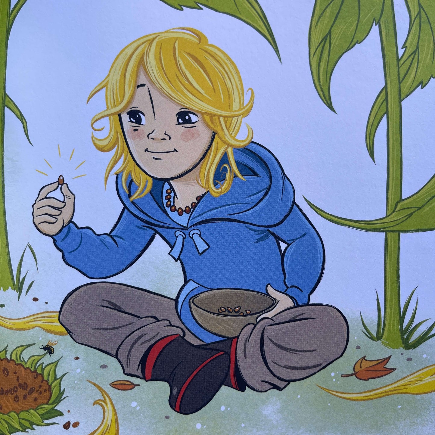 Page from Childrens book Sunflowers Don't Grow in Winter by Emily Holdaway.