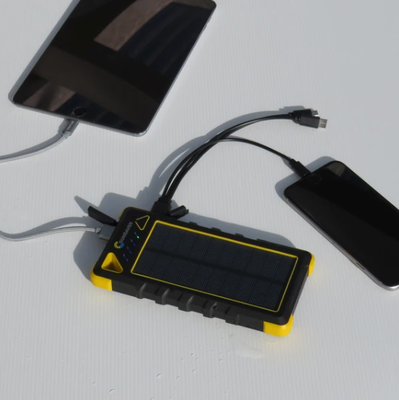 SunSaver Classic, 16,000mAh Solar Power Bank with all its wires and connected