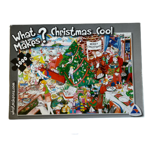 Jigsaw puzzle with artwork featuring a Christmas scene..