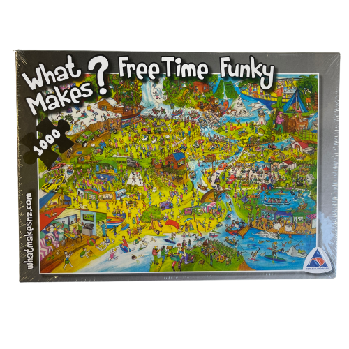 Jigsaw puzzle with artwork featuring a outdoor activities around New Zealand.