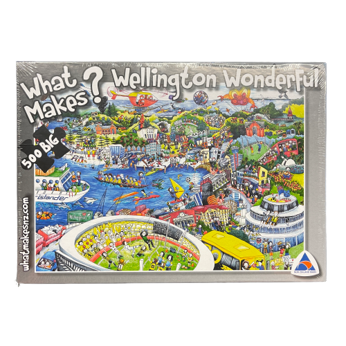 Jigsaw puzzle with artwork featuring Wellington City.