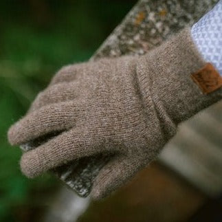 Brown wool gloves.