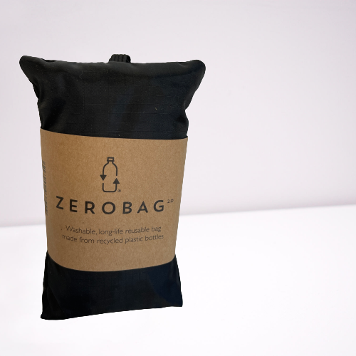 Black tote bag folded up.
