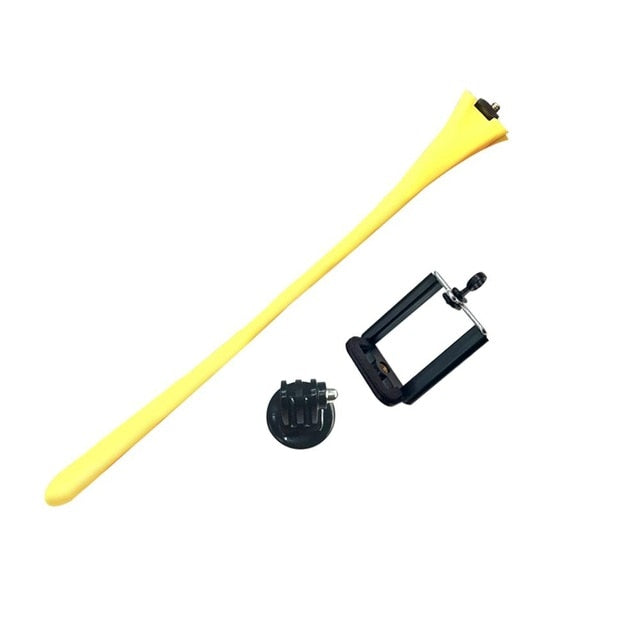 Bright yellow flexi selfie stick.