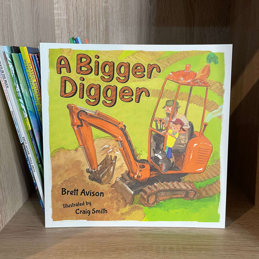 A Bigger Digger - Children's book on bookshelf.