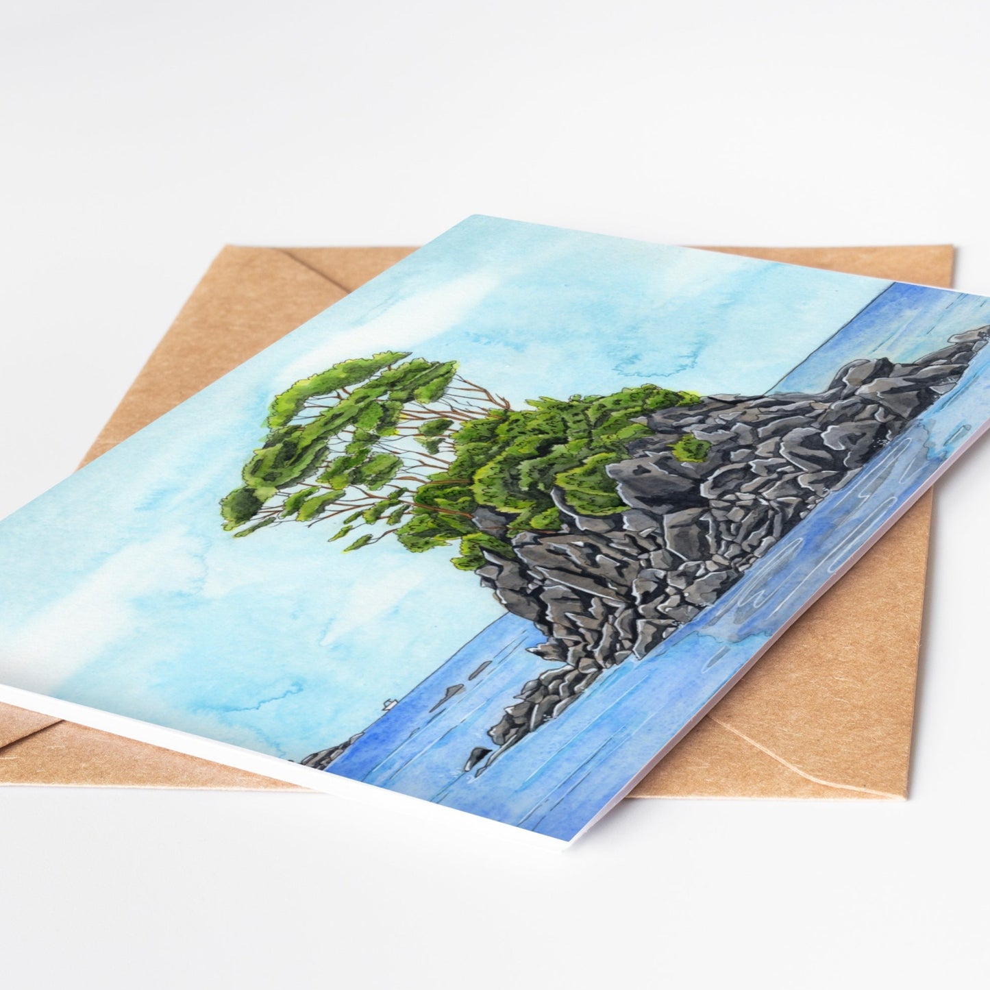 Greeting card by artist Leah Ingram featuring the Abel Tasman Rocks.