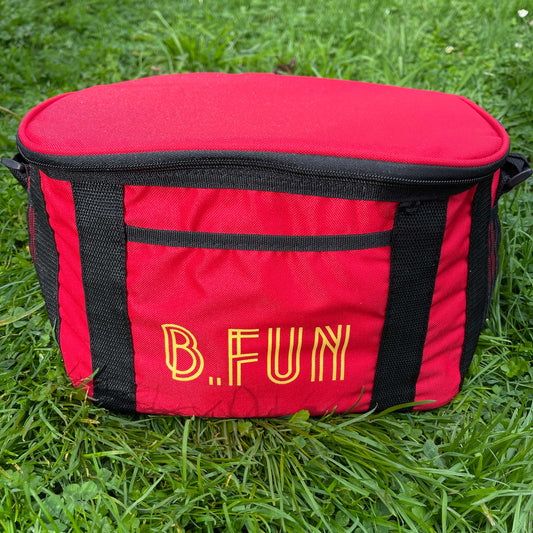 B FUN Large Cooler Bag - Red with the fun yellow LOGO