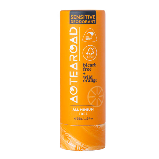 Natural deodorant stick in wild orange scent by Aotea Road.