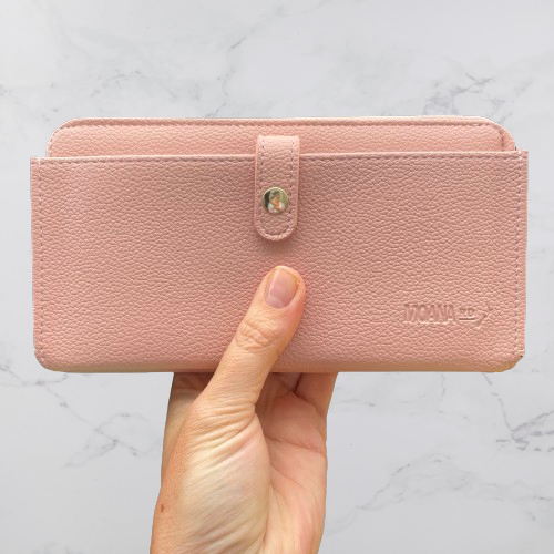 Pale pink wallet by Moana Road.