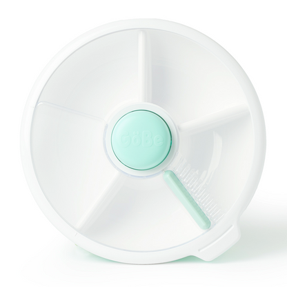 Gobe snack spinner lunch box in pale blue and white.