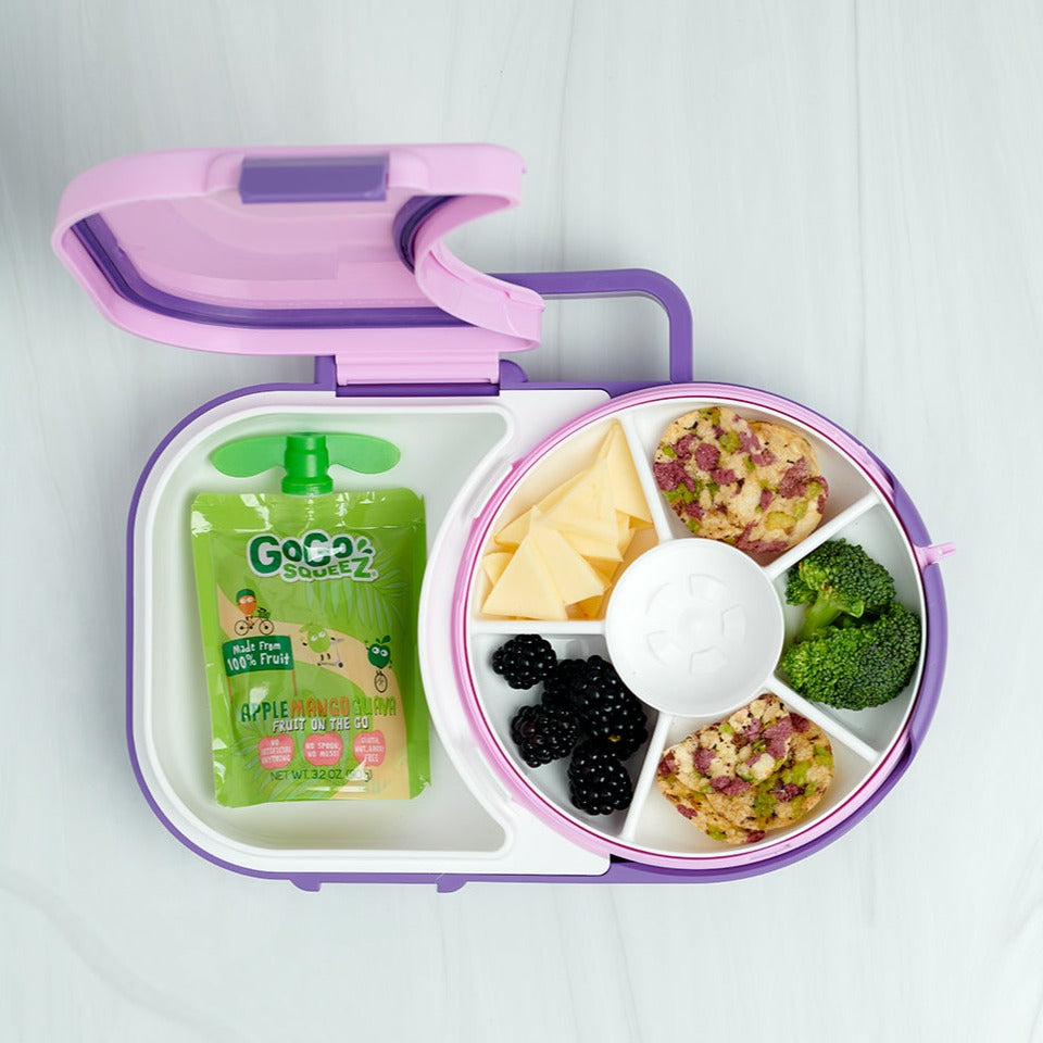 Gobe snack spinner and lunchbox combo in purple..