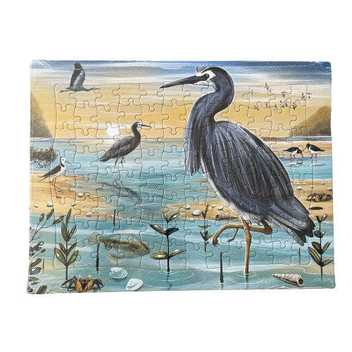 Treasures of Aotearoa tray puzzle featuring Heron birds wading.