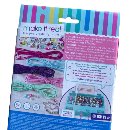 Make it real craft kit for making rainbow bling bracelets.
