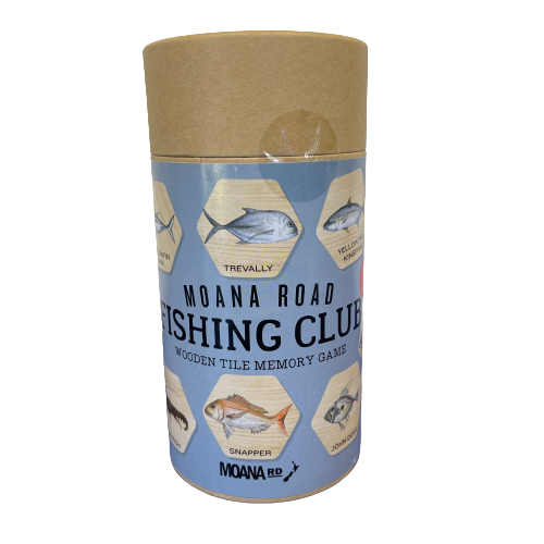 Memory game of New Zealand Fish in a cardboard storage tube.