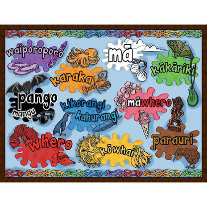 Maori Tray puzzle design featuring 10 different colours.