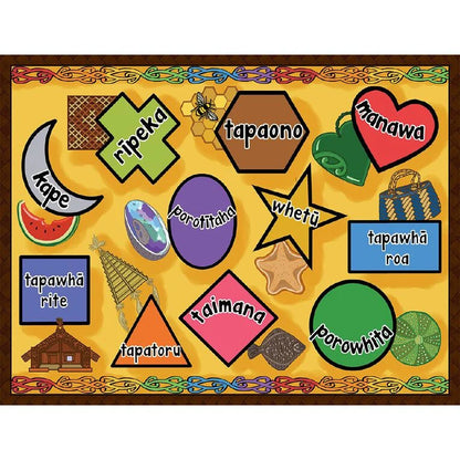 Maori tray puzzle design featuring shapes.
