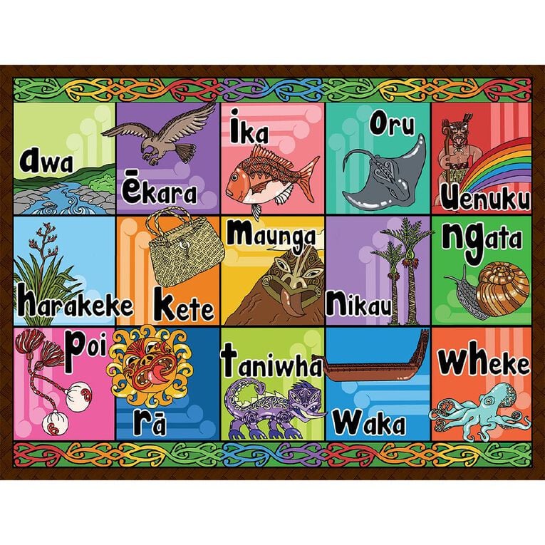 Maori tray puzzle featuring the Maori alphabet.