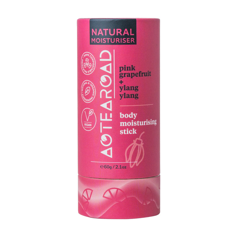 Body moisturising stick in pink grapefruit and ylang ylang by AoteaRoad.