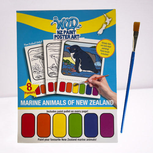 Marine Animal poster paint set with paints and brush.