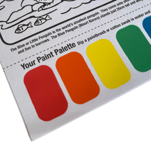 Close up of paint palette from a poster paint book.
