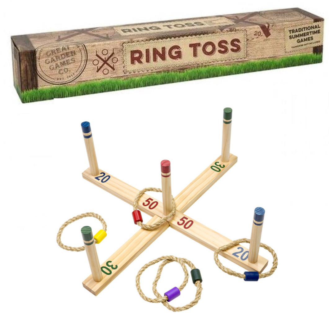 Kids wooden ring toss set.