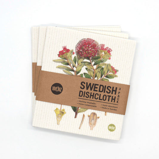 Set of 3 swedish dishcloths in New Zealand botanical prints.
