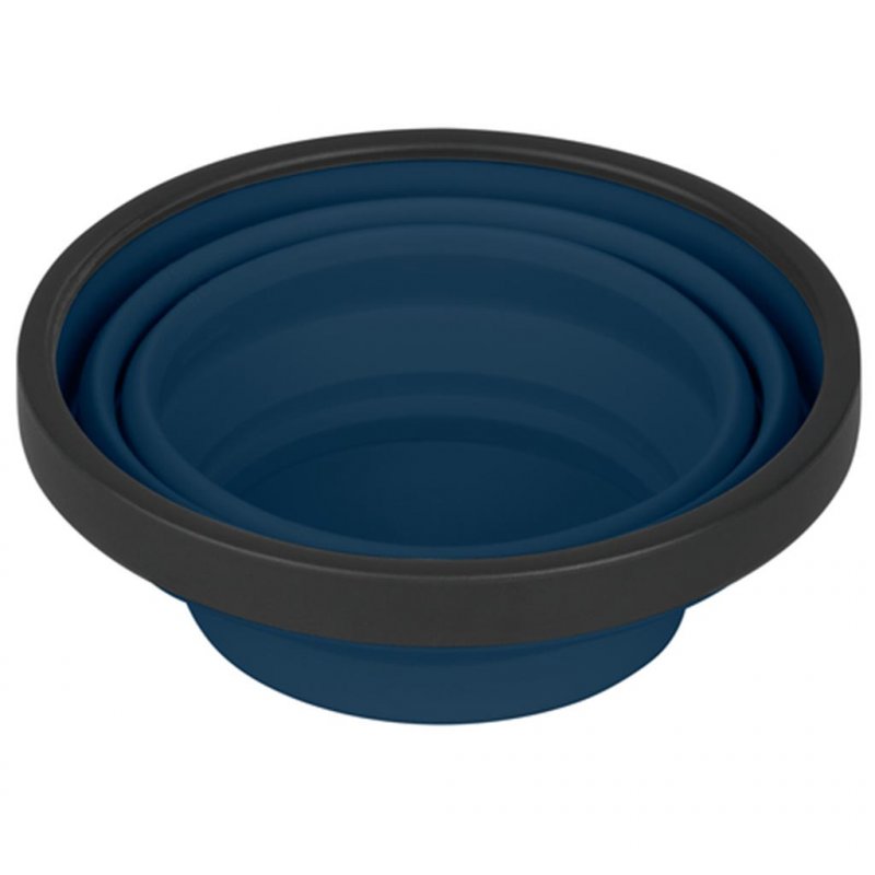 Navy blue silicone collapsible mug.